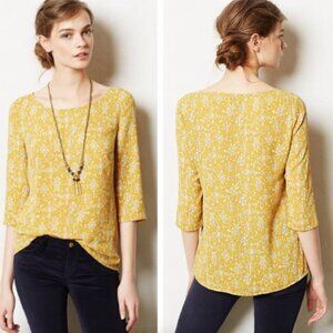 Anthropologie HD Paris Gold Eira Printed Blouse